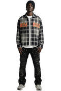 UMBRO Long Sleeve Washed Flannel Crop Top Button Down Shirt