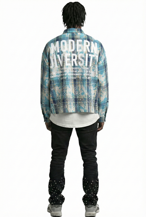 ASHEN Heavy Flannel Crop Top Button Down Shirt
